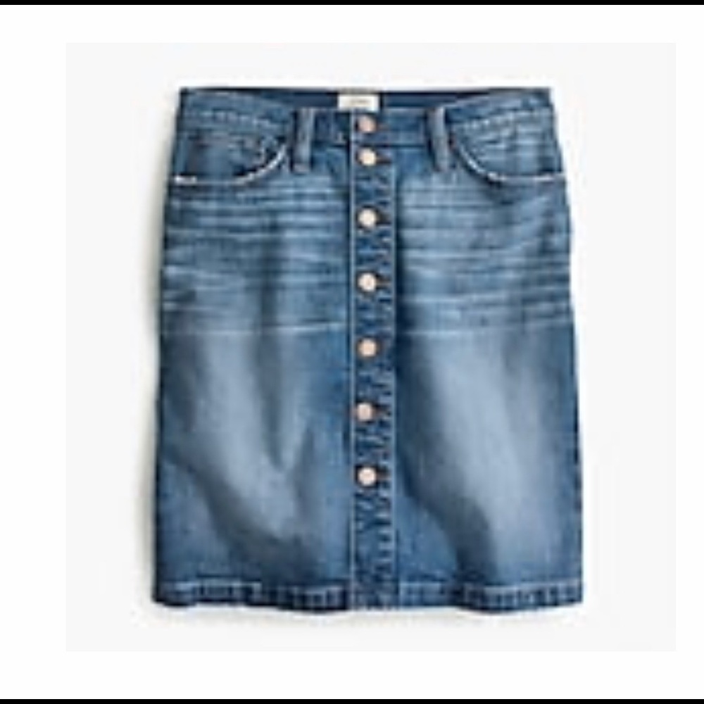 Crew button front denim skirt aster wash